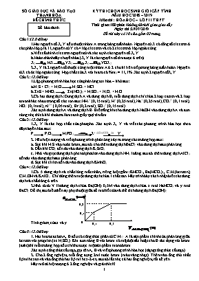 Đề thi chọn học sinh giỏi cấp tỉnh môn Hóa học Lớp 11 THPT - Năm học 2018-2019 - Sở giáo dục và đào tạo Thanh Hóa (Có đáp án)